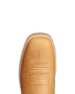 Toe view of The Rugged Square Toe - Saddle on plain background