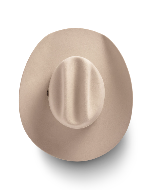 Top view of Cattleman Wool Cowboy Hat - Khaki on plain background