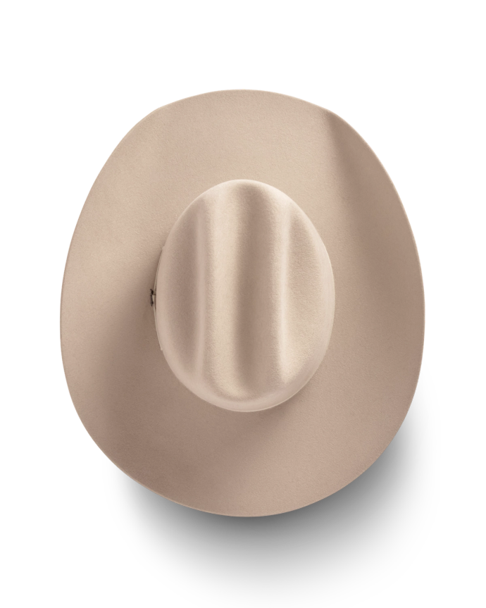 Top view of Cattleman Wool Cowboy Hat - Khaki on plain background