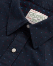 Closeup detail view of Men's Star Stitch Pearl Snap - Navy