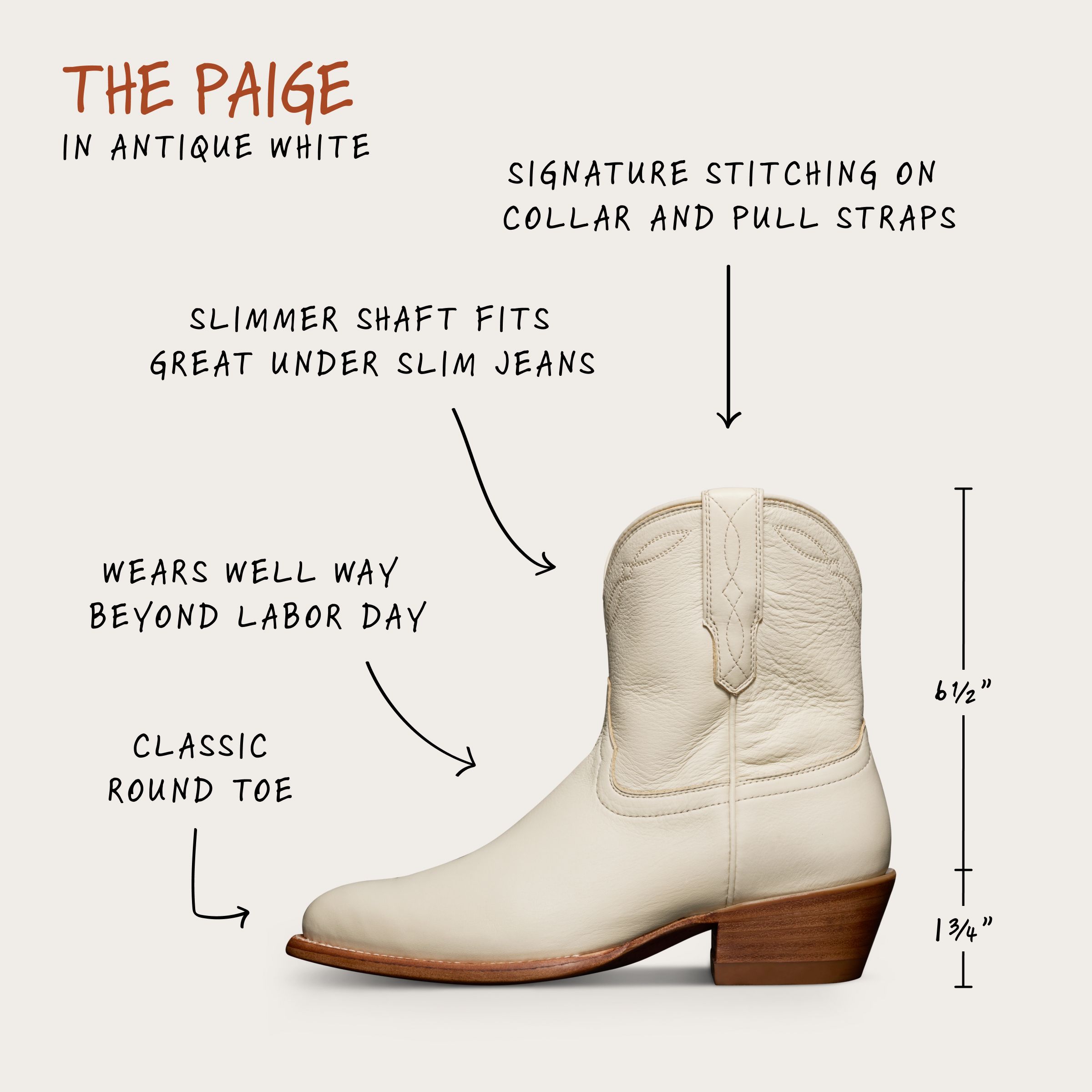 Women's Ankle Boots | The Paige - Antique White | Tecovas