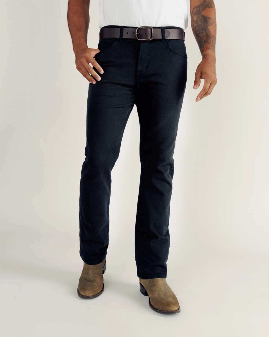 Front view of Men's Slim Straight Stretch Twill - Black on model