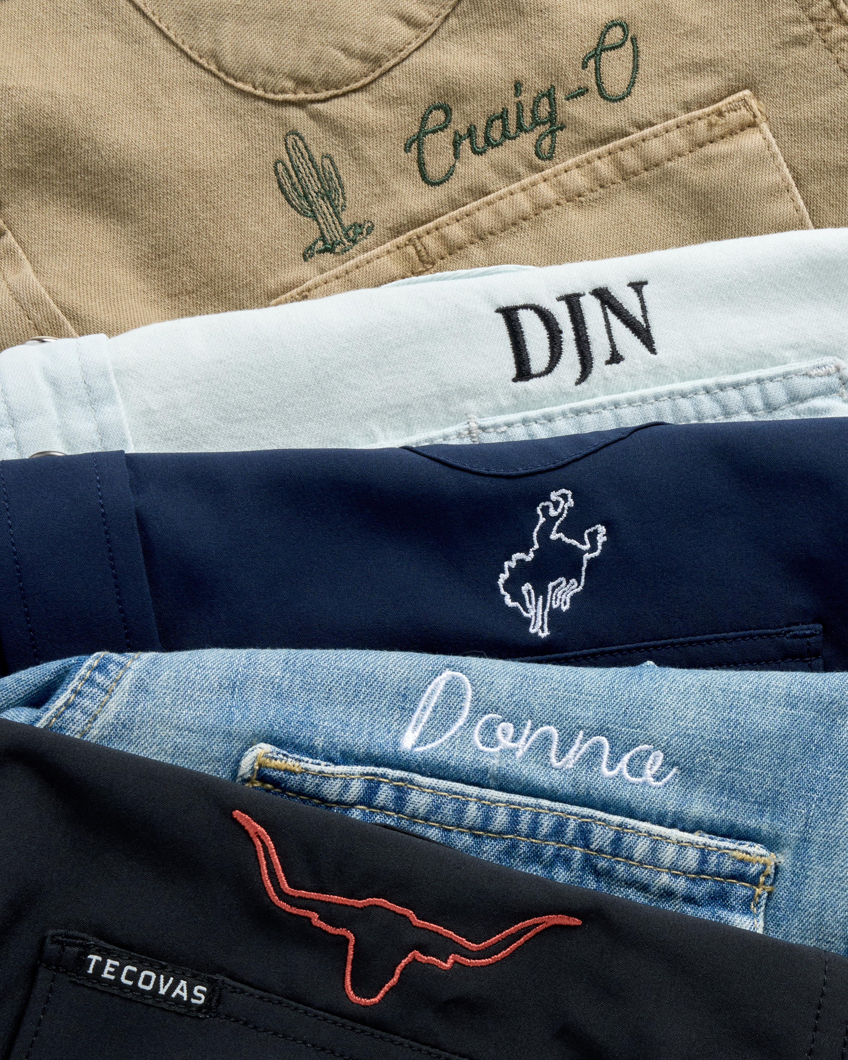custom embroidery options for a men's western shirt