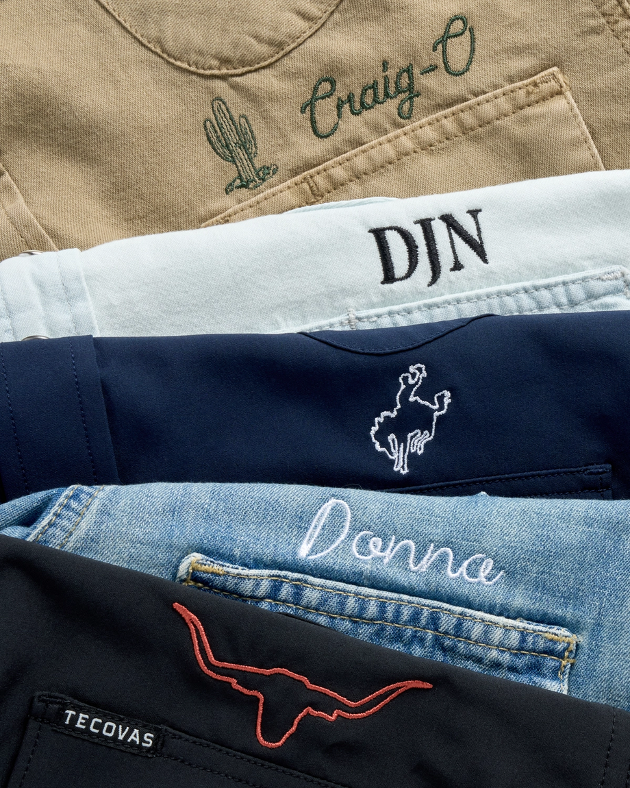 custom embroidery options for a men's western shirt