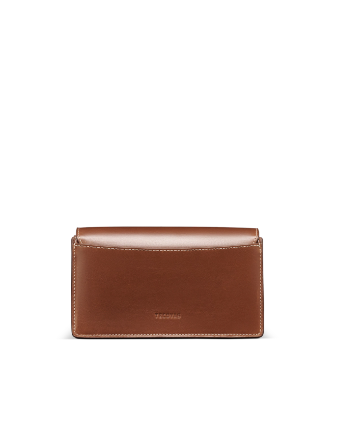 Back view of Concho Chain Crossbody - Saddle on plain background