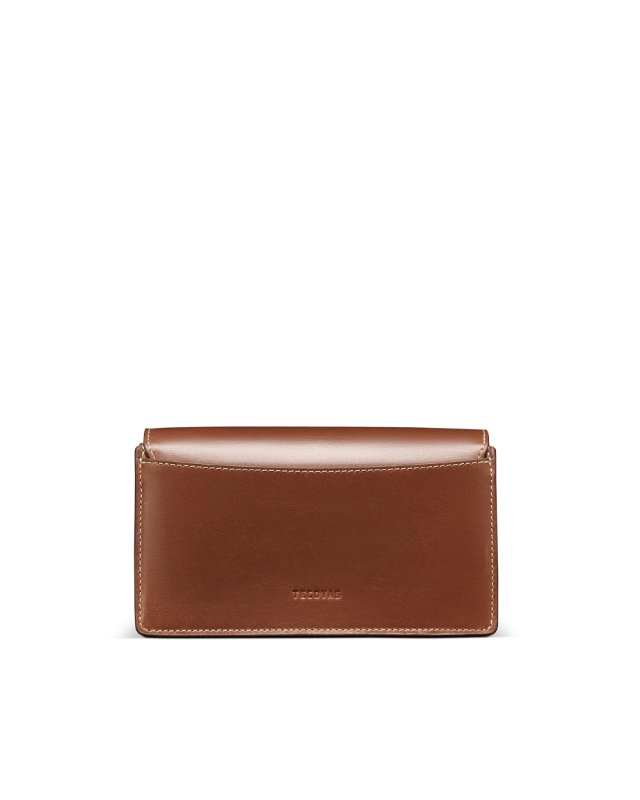 Back view of Concho Chain Crossbody - Saddle on plain background