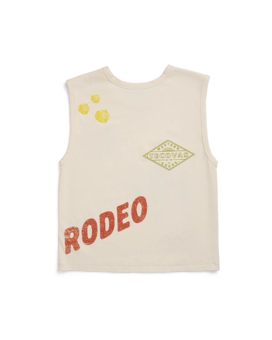 Back view of Women's Muscle Tank - Bone on plain background