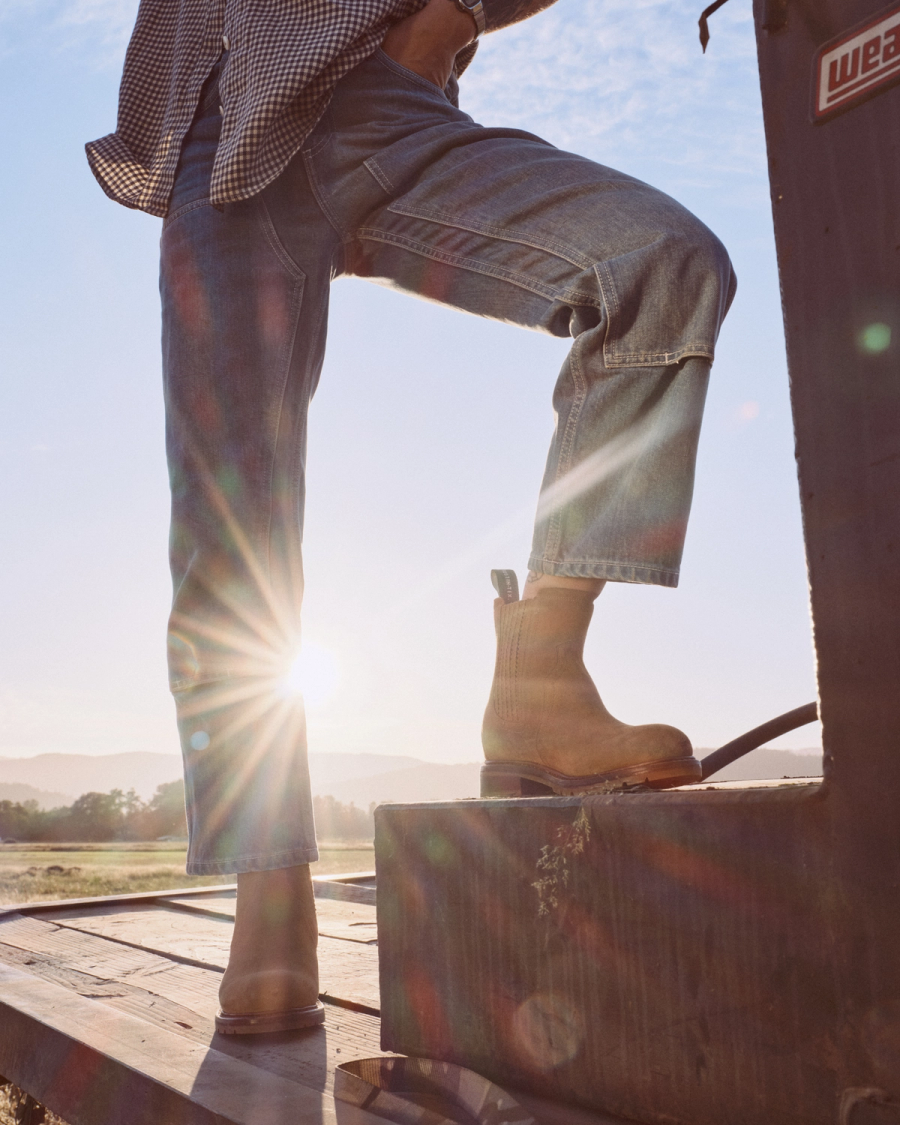 The Rugged Chelsea Bootie - Tan suede | Tecovas display picture 3