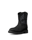 Quarterfront view of The LH WP Round Comp Toe Work Boot - Midnight Cowhide on plain background