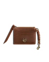 Front view of Women's Keychain Card Case - Saddle on plain background