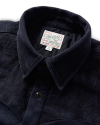 Closeup detail view of Men's Wildcat Pearl Snap Shacket - Black/Black Denim