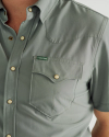 Closeup detail view of Men's Performance Western Pearl Snap SS - Cactus