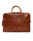 Front view of the Bartlett Slim Briefcase in Cognac