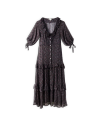 Front view of Women's Elbow-Length Maxi Dress - Burgundy / Black on plain background
