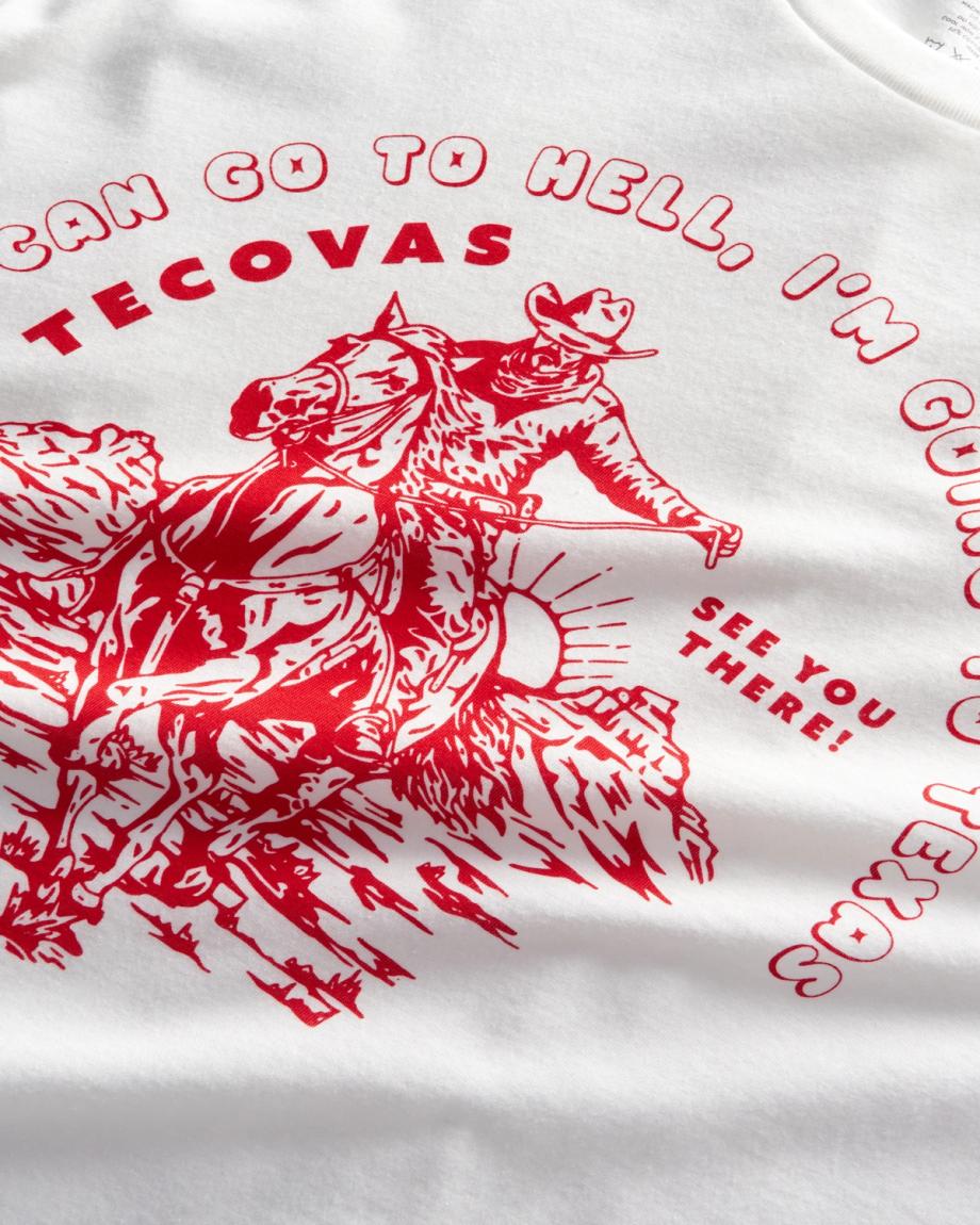 View of Men's I'm Going to Texas Tee - Bone/Red