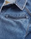 Closeup view of Women's Denim Chore Jacket - Medium Wash
