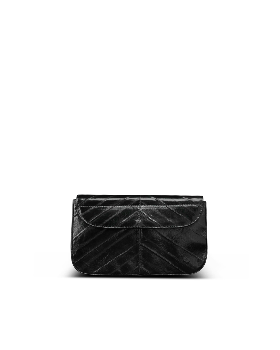 Back view of Eel Concho Clutch - Midnight on plain background