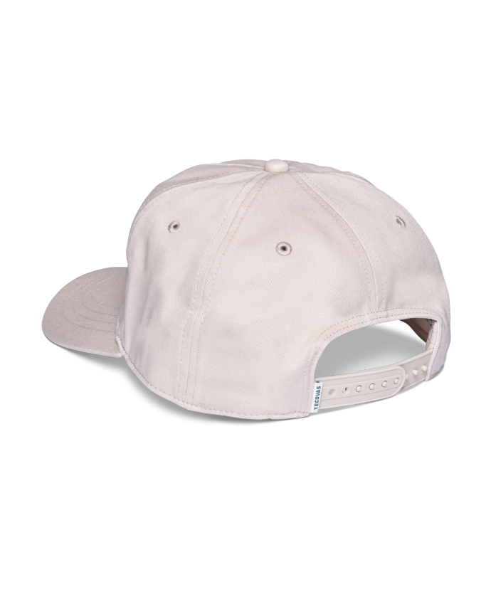 Quarterback view of Diamond Label Five-Panel Low Profile Hat - Stone on plain background