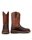 Pair view of LongHaul Waterproof Square Soft Toe Work Boot with Temp Control - Dark Chocolate/Clay Cowhide on plain background