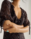 Closeup detail view of Women's Elbow-Length Maxi Dress - Burgundy / Black