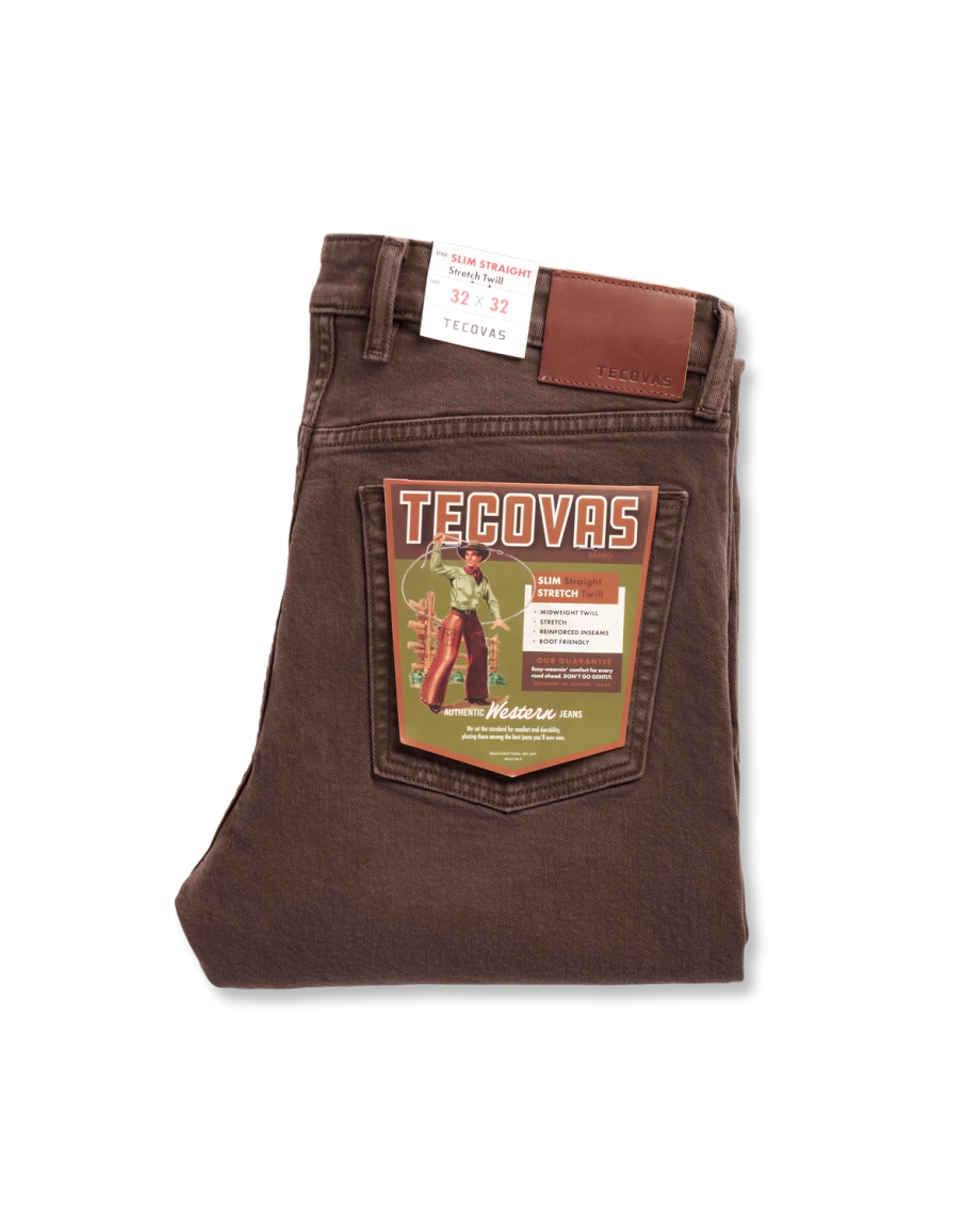 Folded view of Men's Slim Straight Stretch Twill - Cafe on plain background