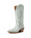 Quarterfront view of The Annie Wide Calf - Slate Cowhide on plain background