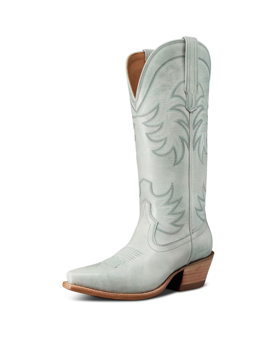 Quarterfront view of The Annie Wide Calf - Slate Cowhide on plain background