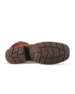 Sole of a brown shoe with a zigzag tread pattern, viewed from the bottom, showing the brand "Ted B's" imprinted on it.