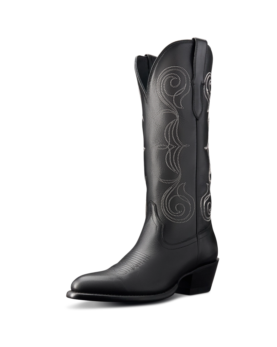 Quarterfront view of The Jane - Midnight Suede on plain background