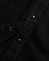 Closeup detail view of Men's Denim Pearl Snap (II) - Black