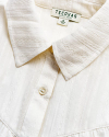 Closeup detail view of Women's S/S Button-Front Gathered Top - White