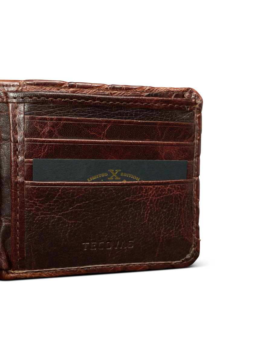 Closeup view of Men's Birthday X Billfold - Dark Pecan