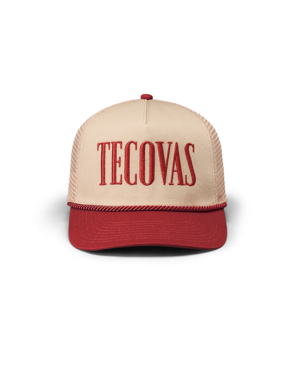 Front view of Tecovas Badge Trucker - Red on plain background
