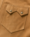 Closeup view of Men's Goat Suede Sawtooth Overshirt - Tan