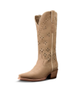 Quarterfront view of The Annie Eyelet - Taupe Roughout on plain background
