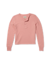 Front view of Women's Double Slub Henley - Dusty Pink on plain background