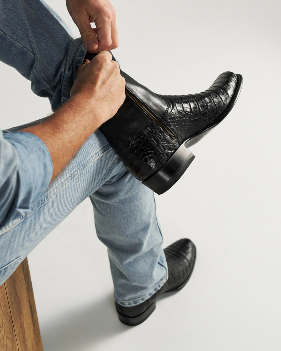 The Dean Men's Zip Boot - Black caiman | Tecovas