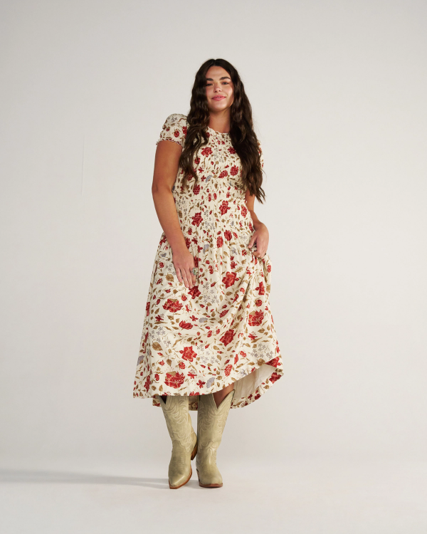 Full view of The Annie Wide Calf - Light Sage Cowhide on model