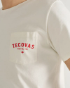 Closeup detail view of Men's Fine Makers Pocket Tee (II) - Bone/Red