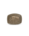 Front view of Bison Buckle - Antique Brass on plain background