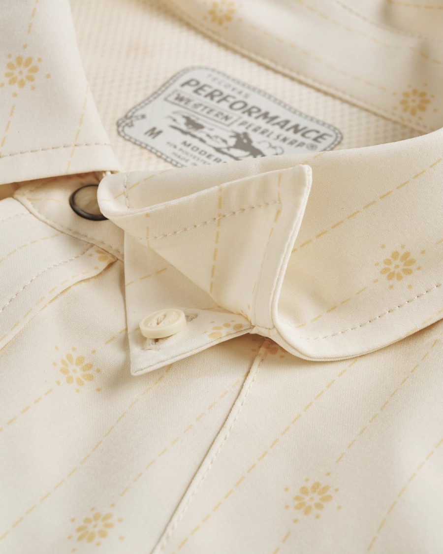 Tecovas Men's Performance Short Sleeve Western Pearl Snap Shirt, Mens, XL, Light Sand/Multi