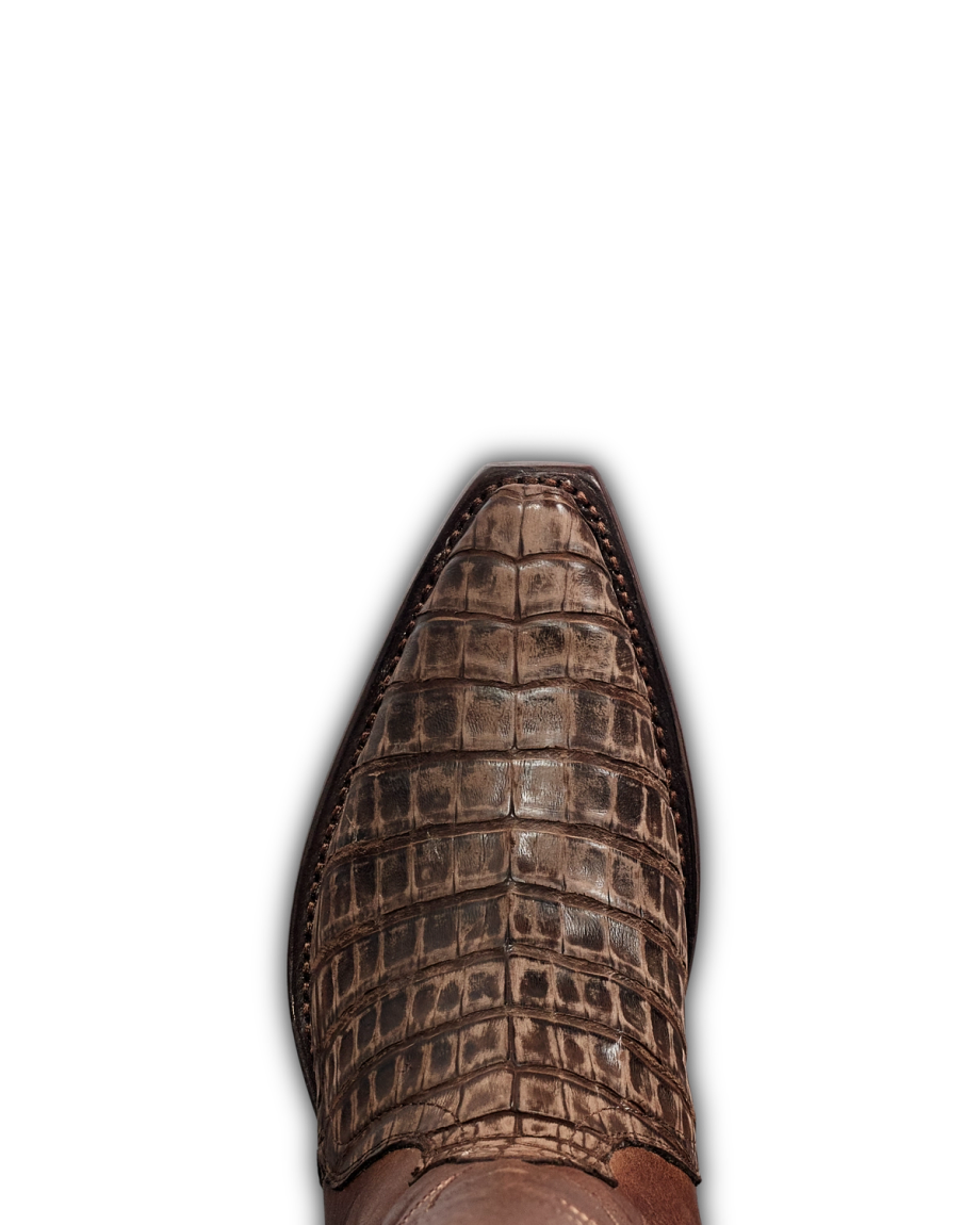 Toe view of The Loretta - Truffle Caiman on plain background