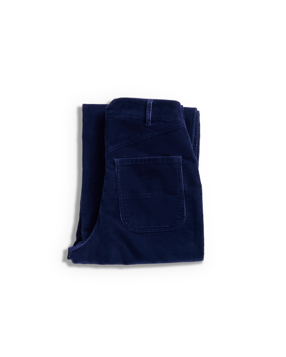 Folded view of Women's Corduroy Carpenter Pant - Navy on plain background