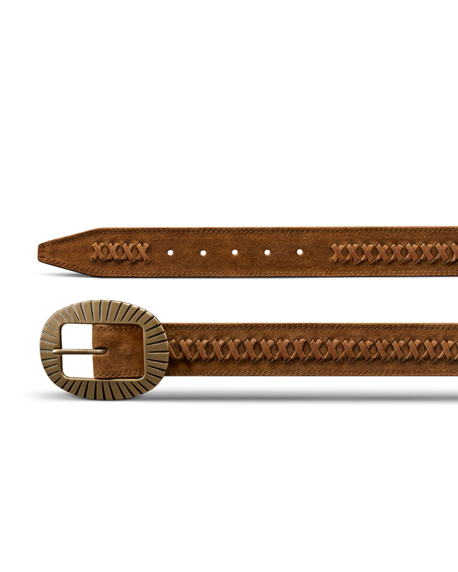 Closeup view of Women's Center Bar Buckle Belt - Sienna