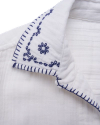Closeup detail view of Women's Embroidered Double Gauze Top - White/Multi