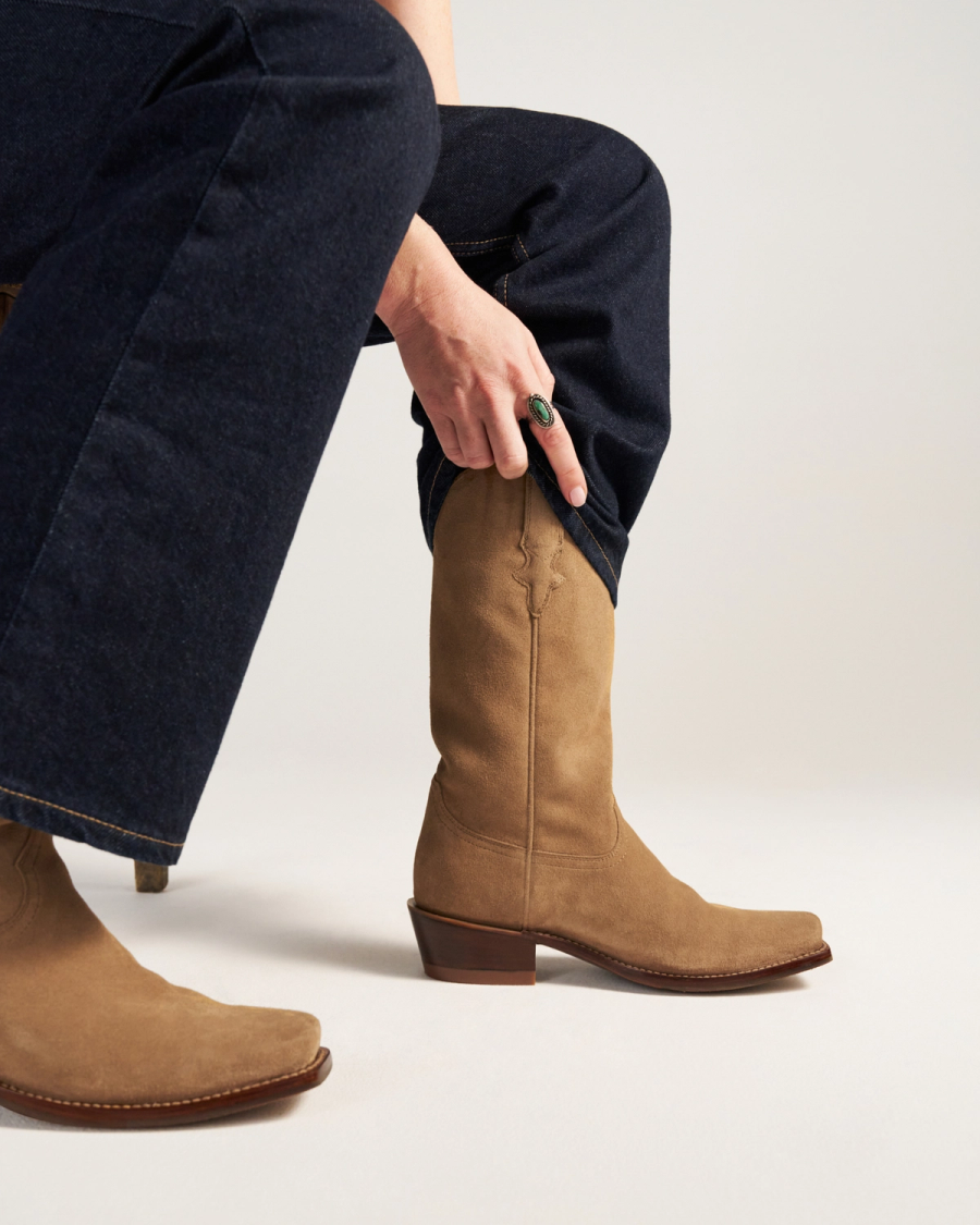 The Cheyenne Cowgirl Boot - Tan suede | Tecovas