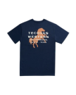 Closeup detail view of Men's Western Horseman Pocket Tee - Navy / White