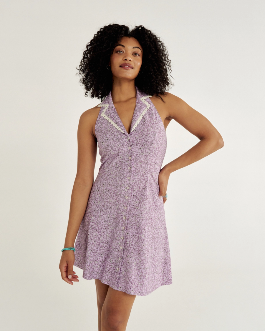 Women's Purple Western Dress - linen mini | Tecovas Women's Purple Western Dress - linen mini | Tecovas