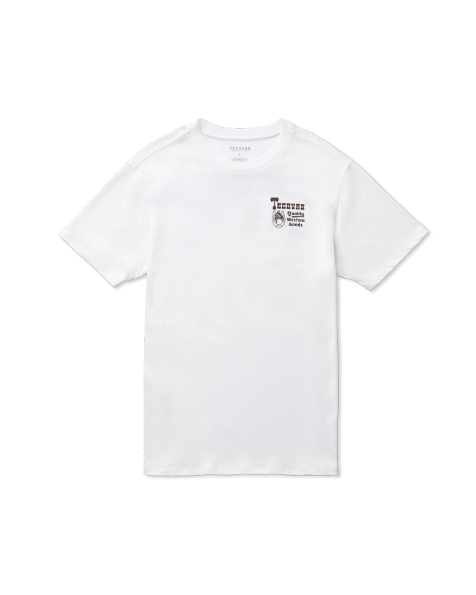 White T-shirt with a small "Tequila" logo and text on the upper left chest area.