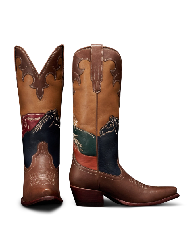 Pair view of The Annie Wild Horses - Multi Cowhide on plain background